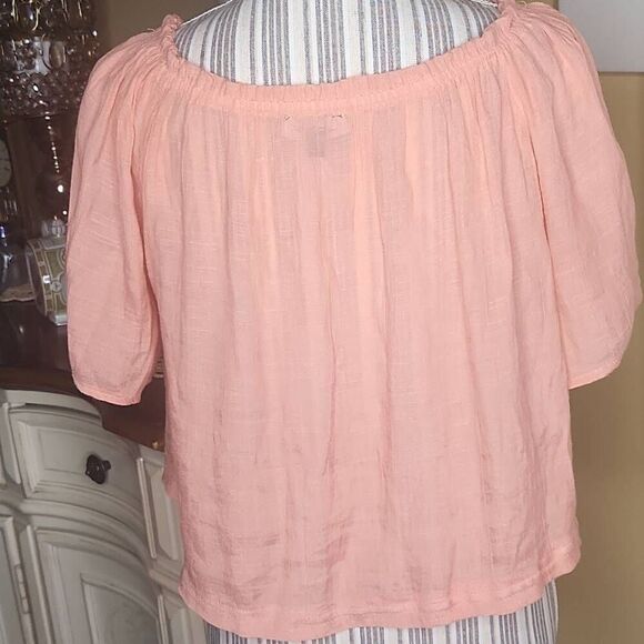Love university coral sheer crop top women's size L - Picture 3 of 4